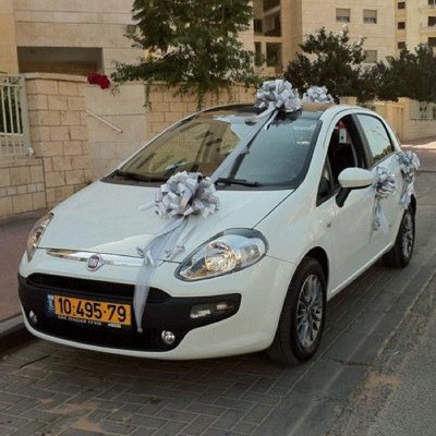 קישוט רכב חתן כלה,דגם 8, פרחי עירית - חנות פרחים ומשלוחי פרחים