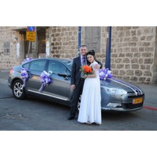 קישוט רכב חתן כלה,דגם 9, פרחי עירית - חנות פרחים ומשלוחי פרחים