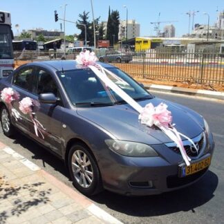 קישוט רכב חתן כלה,דגם 7, פרחי עירית - חנות פרחים ומשלוחי פרחים