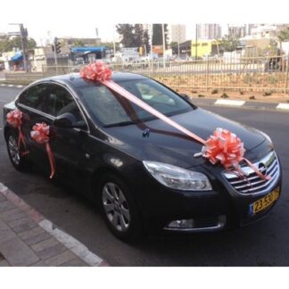 קישוט רכב חתן כלה,דגם 6, פרחי עירית - חנות פרחים ומשלוחי פרחים