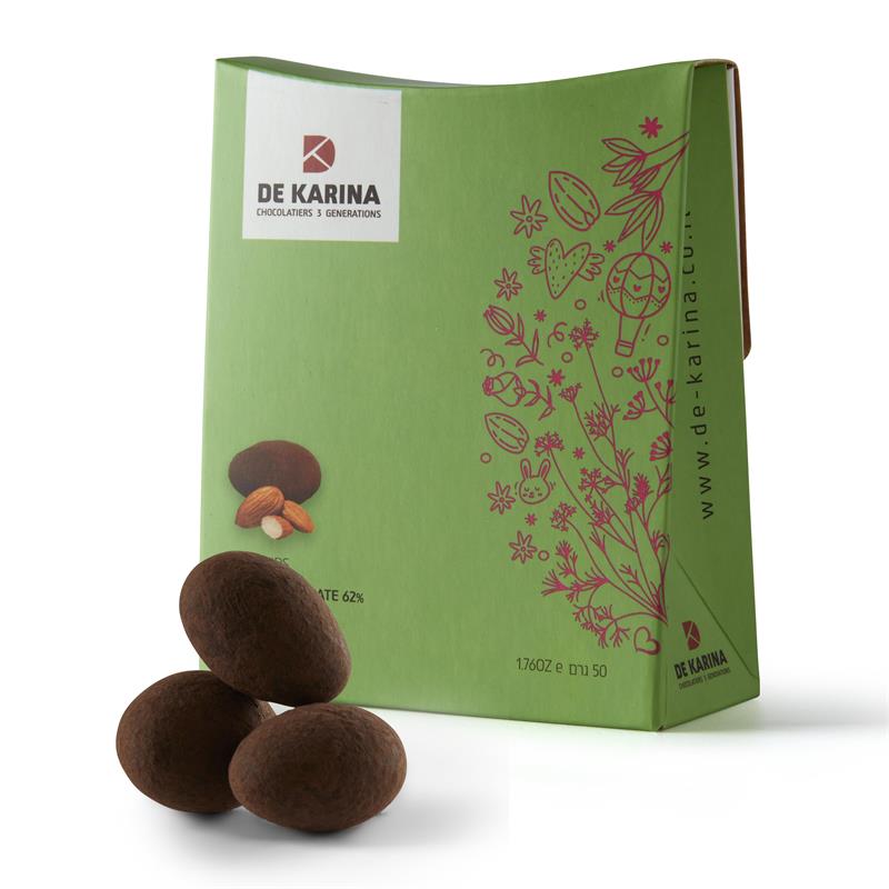 פרליטס ירוק- פניני שוקולד מריר ושקדים - דה קרינה