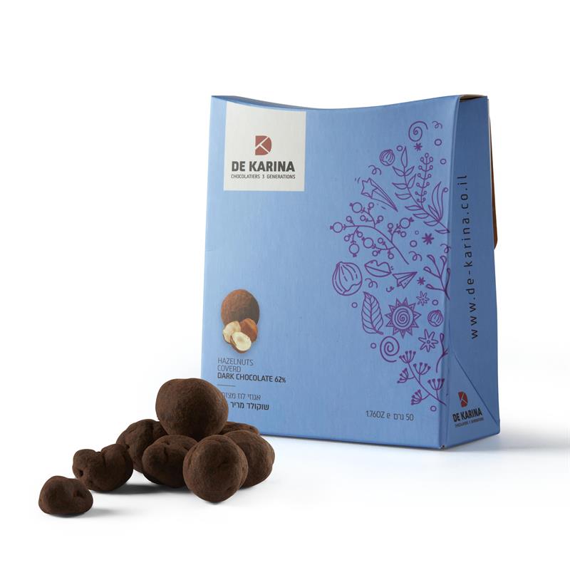 פרליטס כחול- פניני שוקולד חלב ומריר ואגוזי לוז - דה קרינה