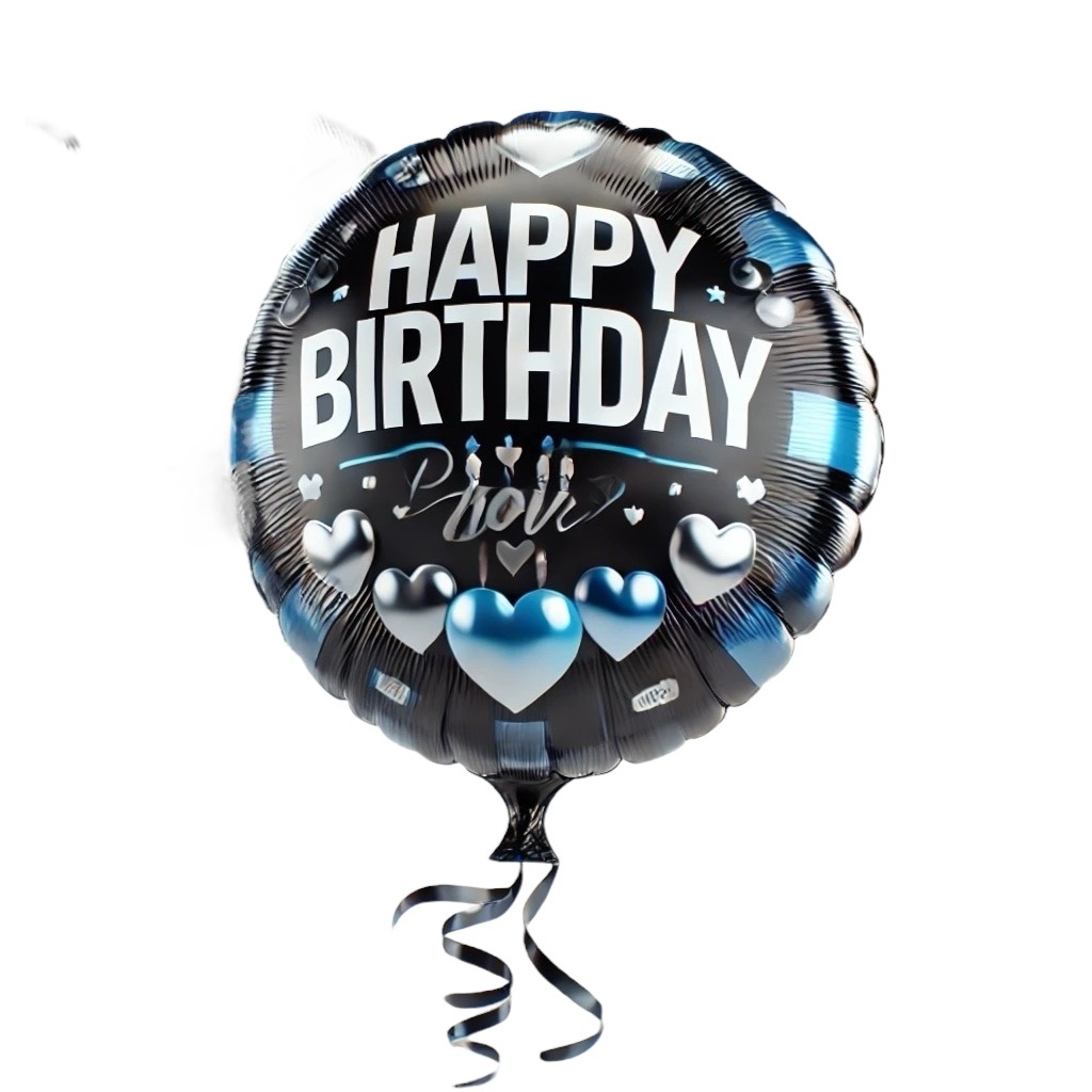 בלון HAPPY BIRTHDAY כחול שחור