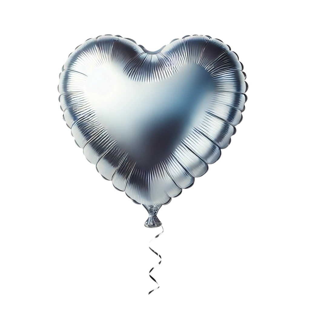 בלון לב כסוף חלק
