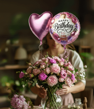 פריסטייל ורוד עם מיקס בלונים